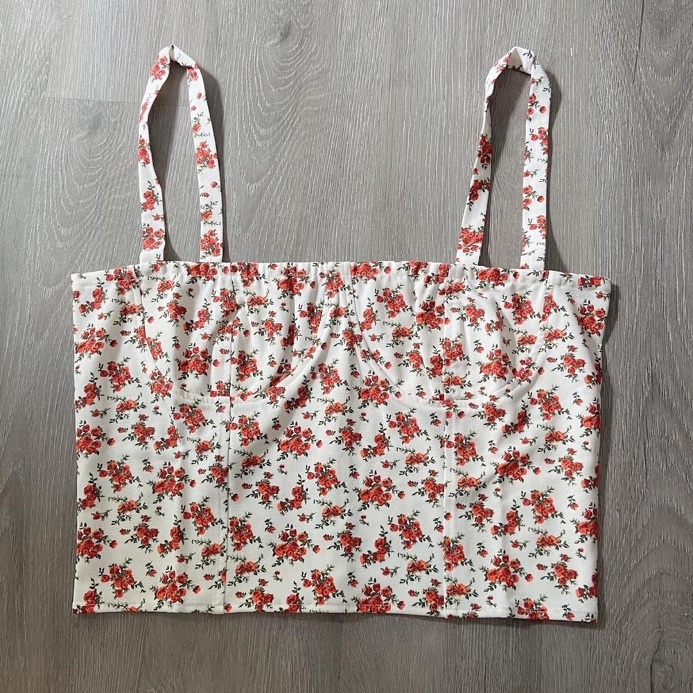 Danielle Bernstein Floral Crop Top Bustier Corset Look Sizes 6 & 8 NWT